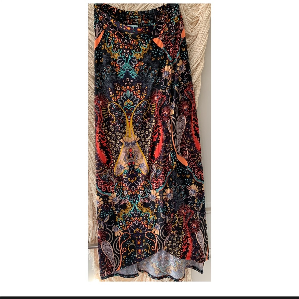 Stretchy psychedelic maxi skirt